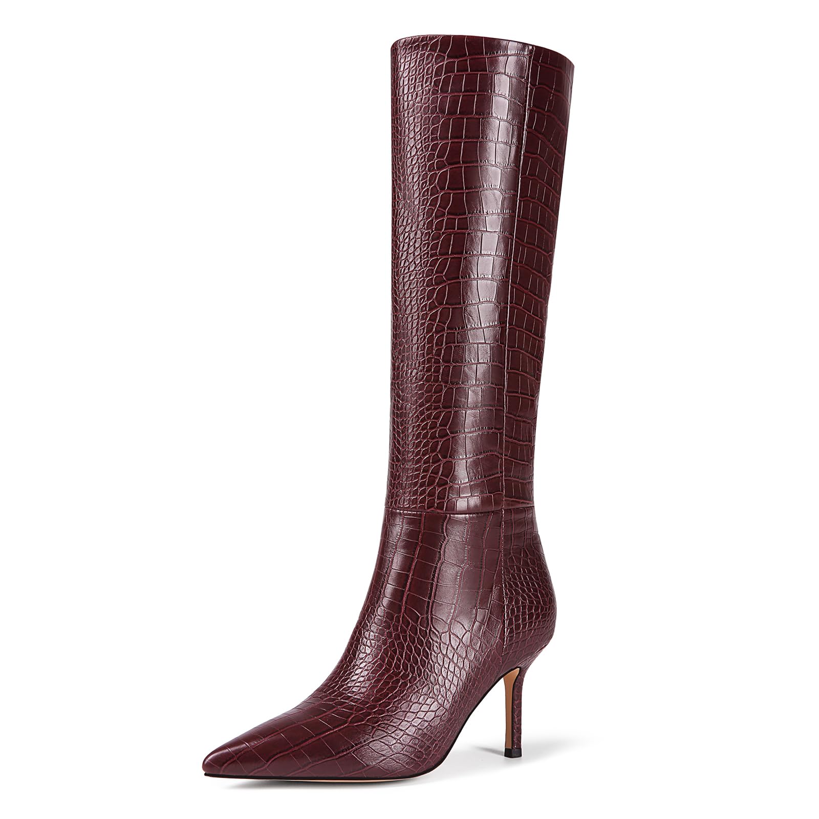Knee High Boots Women Kitten Heels Boots Pointed Toe Tall Boots Comfortable Fashion Long Boots