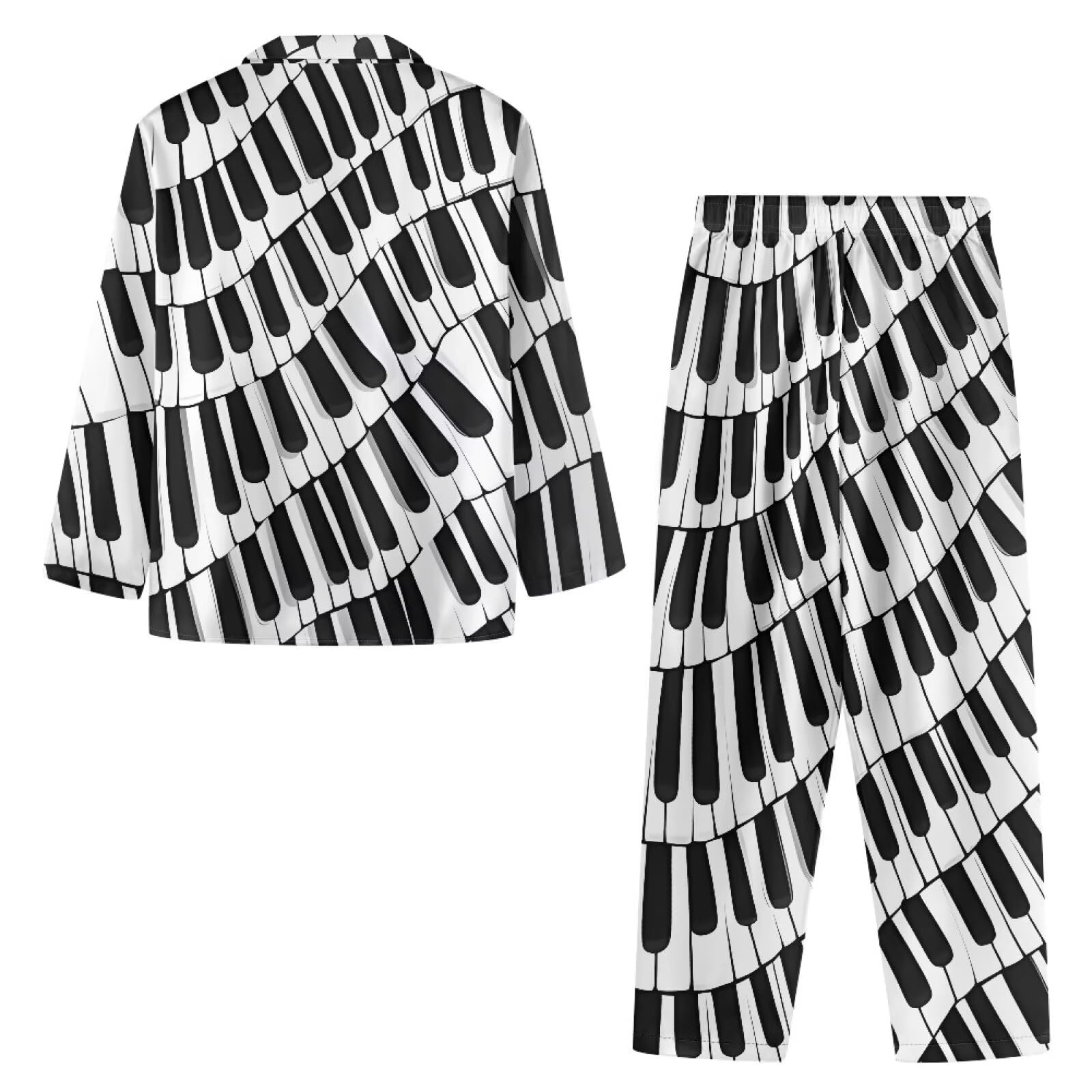 Xoenoiee Pigiama da uomo morbido con colletto dentellato, a maniche lunghe, 2 pezzi, per autunno e inverno, taglie XS-4XL