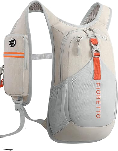 FIORETTO Mochila de senderismo de 10L para mujeres y hombres, mini mochila plegable ligera para acampar viajes al aire libre, beige