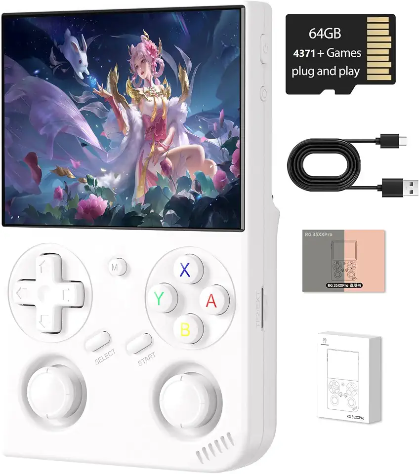 Voacle Console de Jogos Portátil Retrô Anbernic Rg35Xx Pro, Rg 35Xxpro com Suporte para Saída Hdmi, Wi-Fi 5G, Bluetooth 4.2, Tela Ips de 3,5", Sistema Linux Pré-Instalado com 4353 Jogos e Bateria