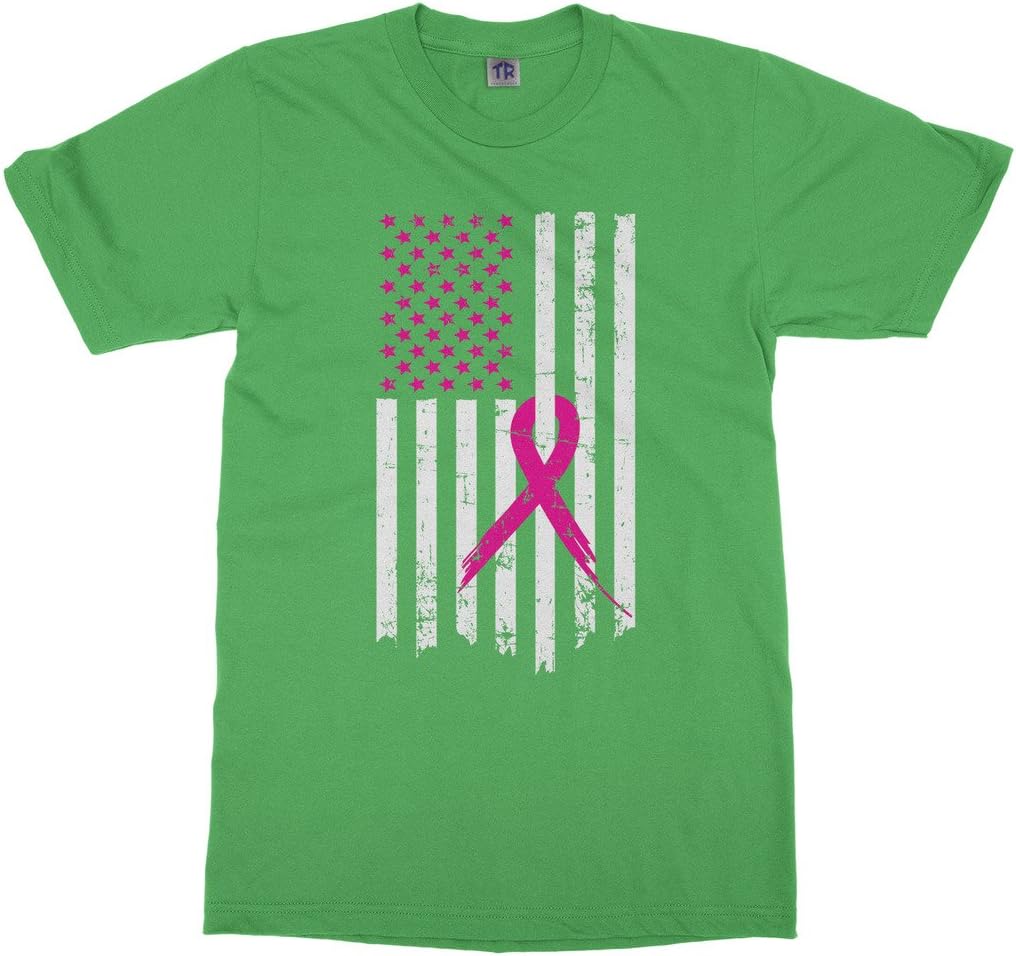 Threadrock Kids Pink Ribbon Breast Cancer Awareness Flag Youth T-Shirt