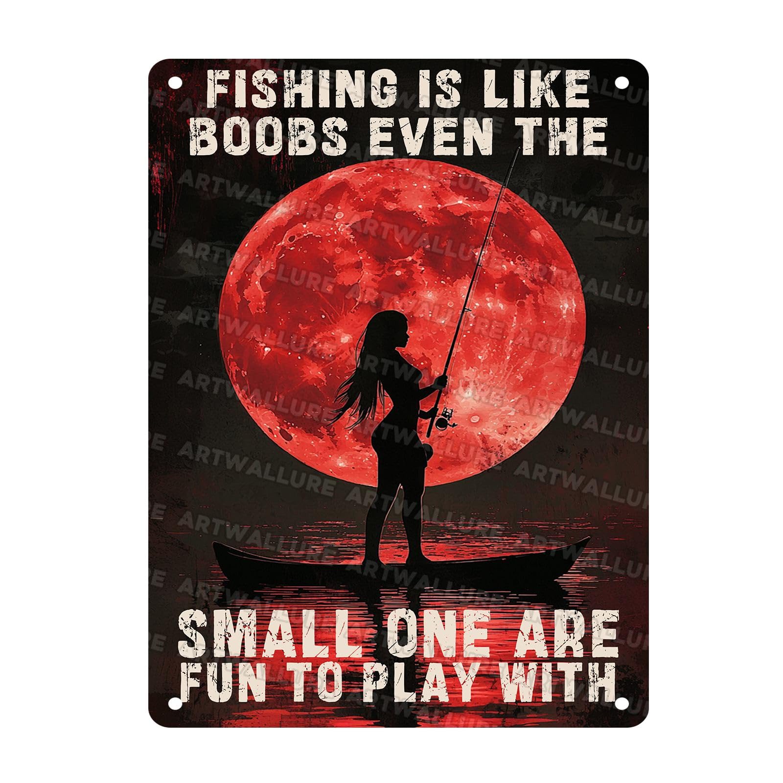 Funny Fishing Metal Tin Sign Vintage Rustic Wall Decor for Man Cave Lakeside Cabin Retro Bar with Ironic Fisherman Quote 12x16Inch