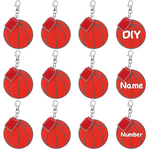 Cunno 36 Pcs Basketball Baseball Softball Tennis Acrylic Keychain Blank