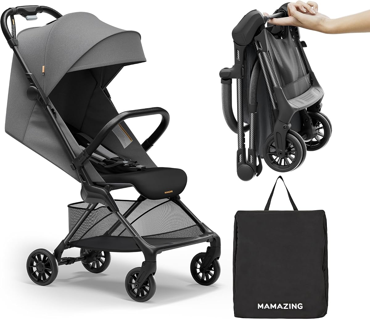 Ultra Air X Baby Travel Stroller, Ultra-Lightweight Under 10 lbs | Compact Carbon Fiber Frame & Airplane Friendly, Lightweight Stroller with Reclining Seat, UPF 50+ Canopy & Travel Bag
