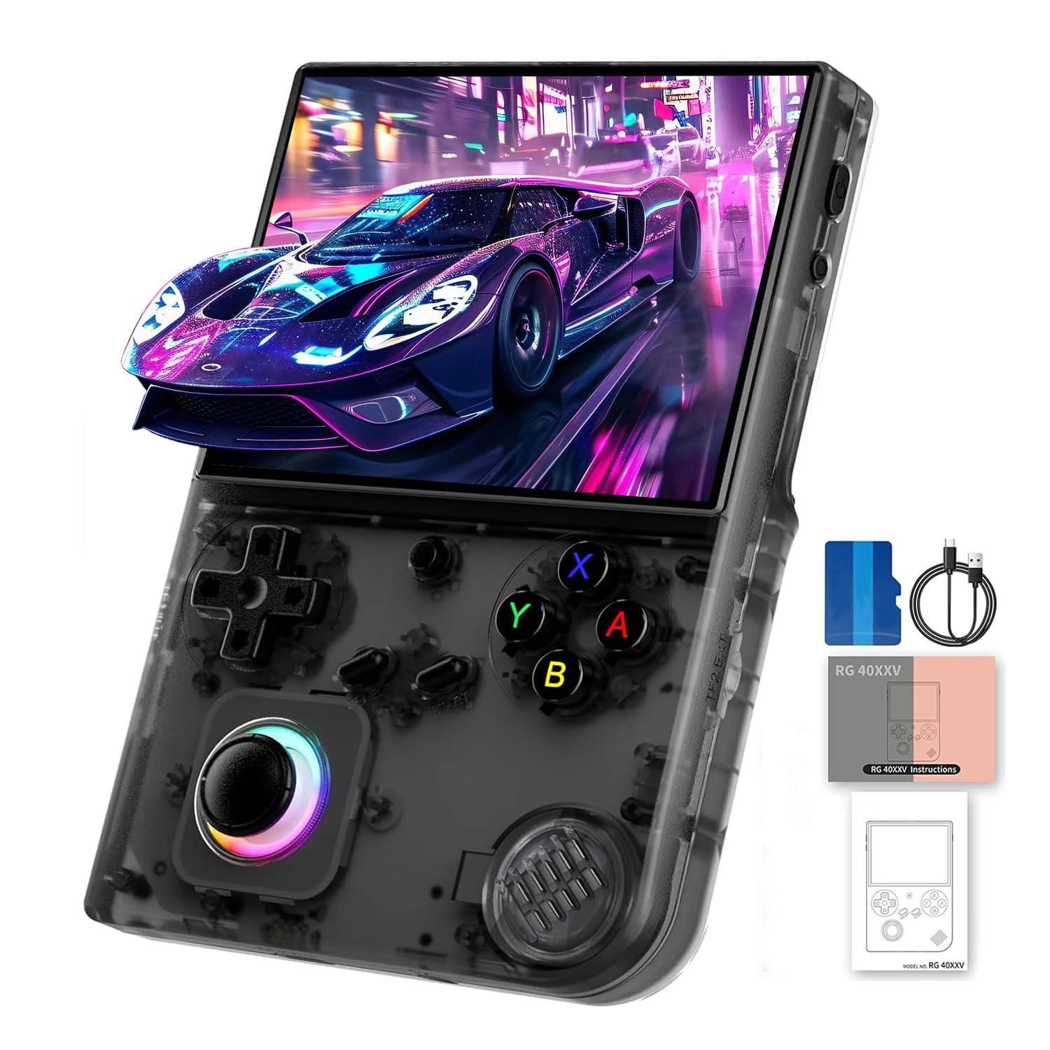 RG40XX V Console de jeu rétro, portable, avec mémoire de 64 Go, écran IPS 4,0" et système de jeu rétro Linux OS avec batterie de 3200 mAh, noire