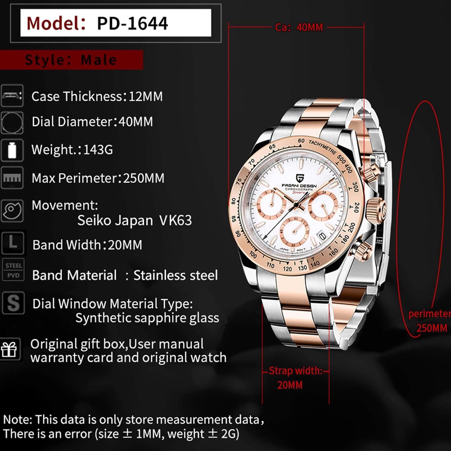 Pagani Design Orologio da Uomo al Quarzo, Cronografo Classico Multifunzione da Uomo, Movimento in Acciaio Inossidabile VK63, Orologio Sportivo da Uomo Resistente Allacqua 100M. Pagani Design Orologio da Uomo al Quarzo, Cronografo Classico Multifunzione da Uomo, Movimento in Acciaio Inossidabile VK63, Orologio Sportivo da Uomo Resistente Allacqua 100M.