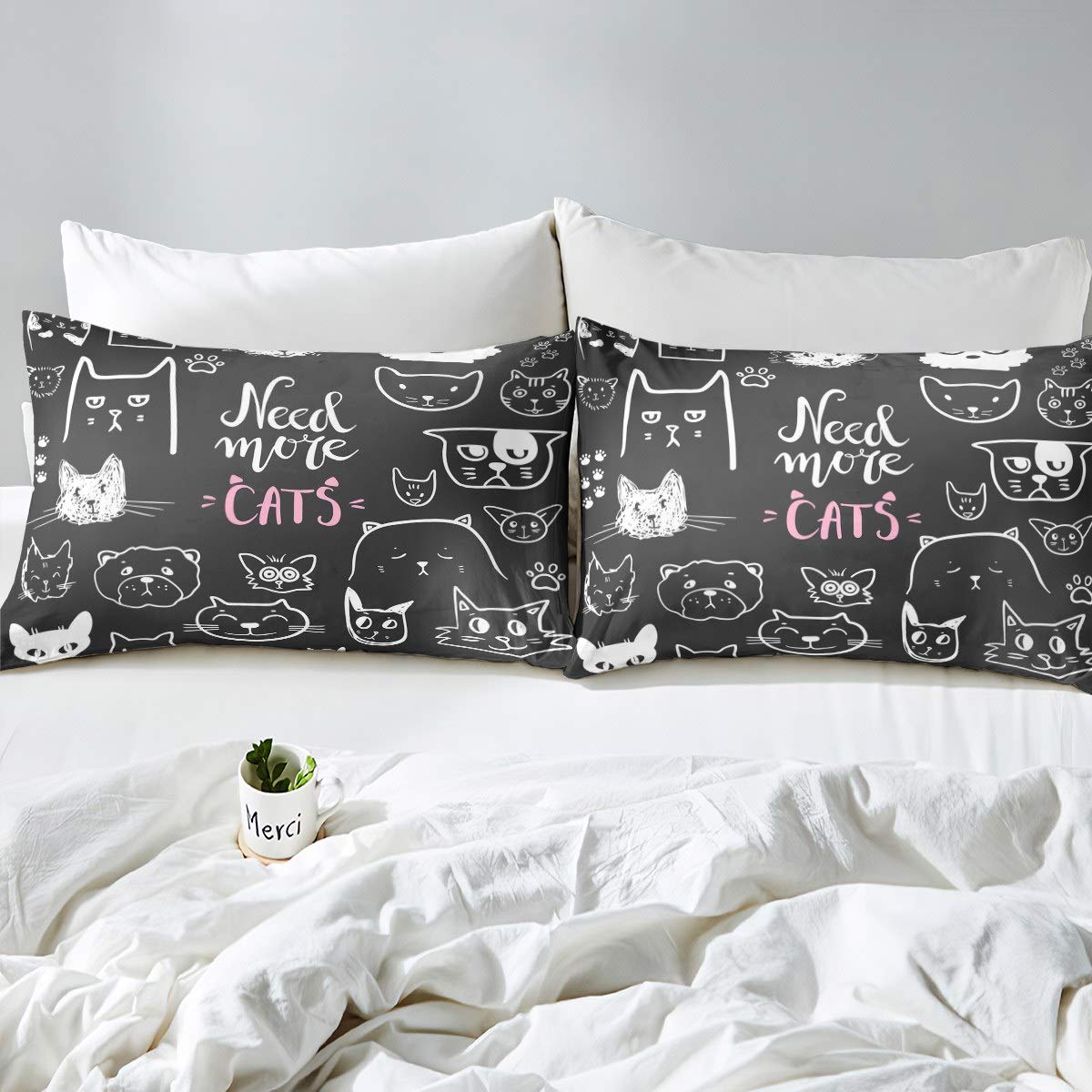 Set di biancheria da letto per gatti e gatti per ragazzi e ragazze con simpatici gattini e piumini