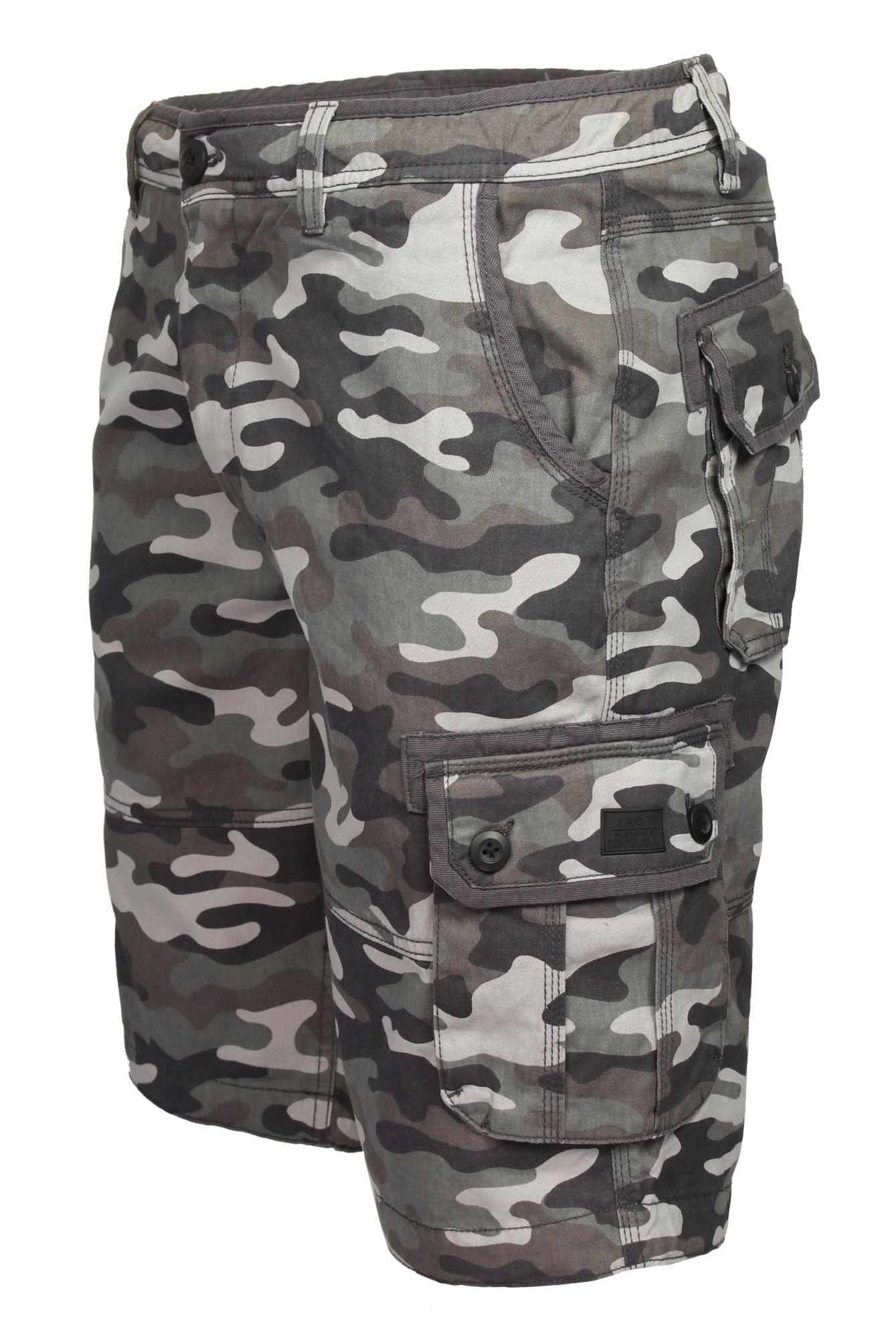 Xact Men's Cotton Twill Cargo Shorts, Regular Fit (Grey Camo) 38