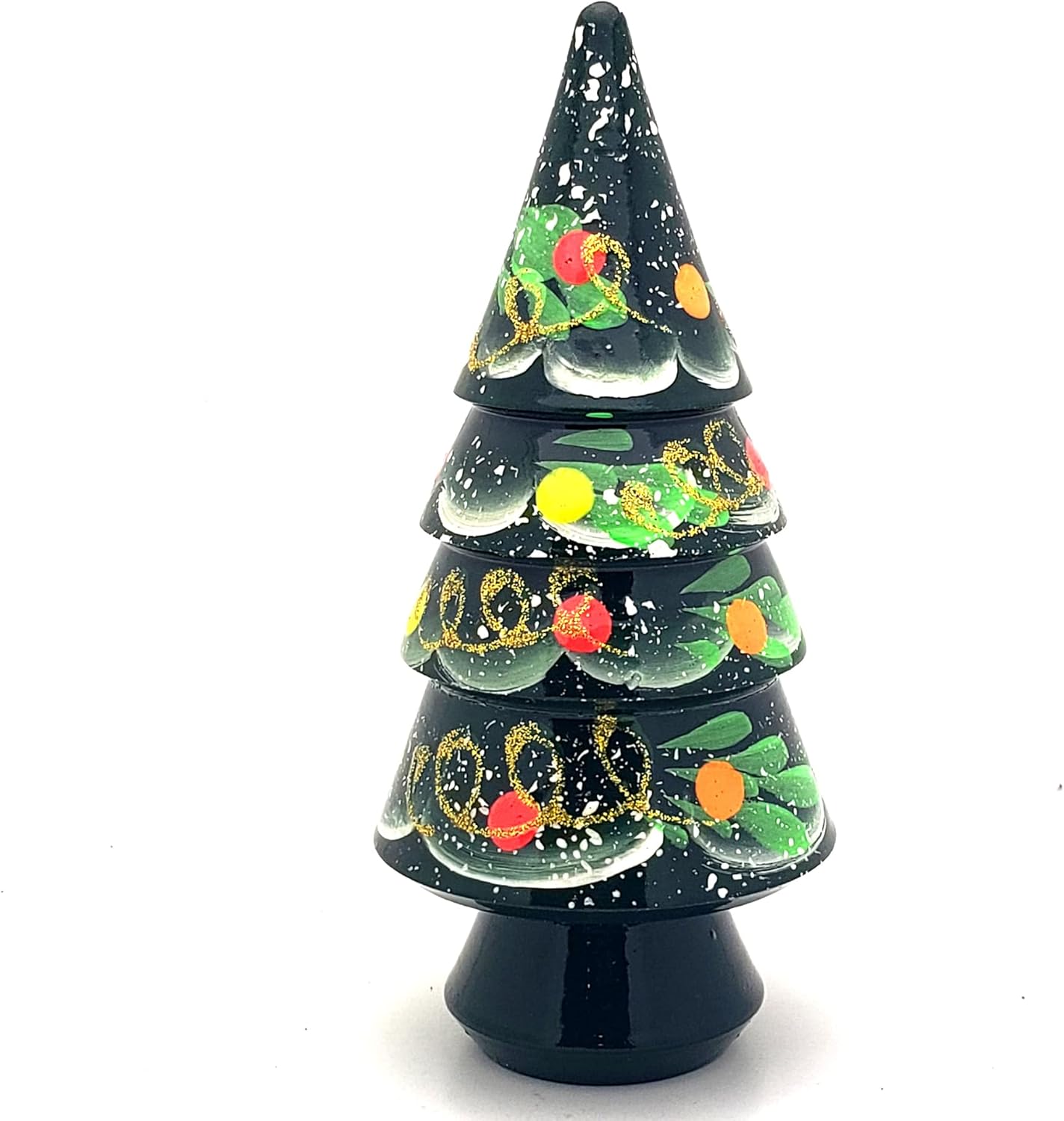 Christmas Tree Santa Snowman Russian Nesting Dolls Hand Painted 3 Piece Set 4 1/2” Tall