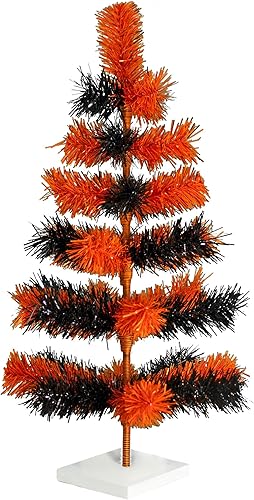 Miniatura 5 de Árboles de Navidad multicolor con temática de Halloween naranja y negro, cepillo multicolor mezclado con soporte incluido (60 pulgadas)