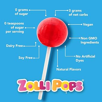 Zollipops Clean Teeth Lollipops - AntiCavity Sugar Free Candy for a Healthy Smile Great for Kids, Diabetics and Keto Diet. Natural Fruit Variety, 3.1 Ounce (Pack of 2)