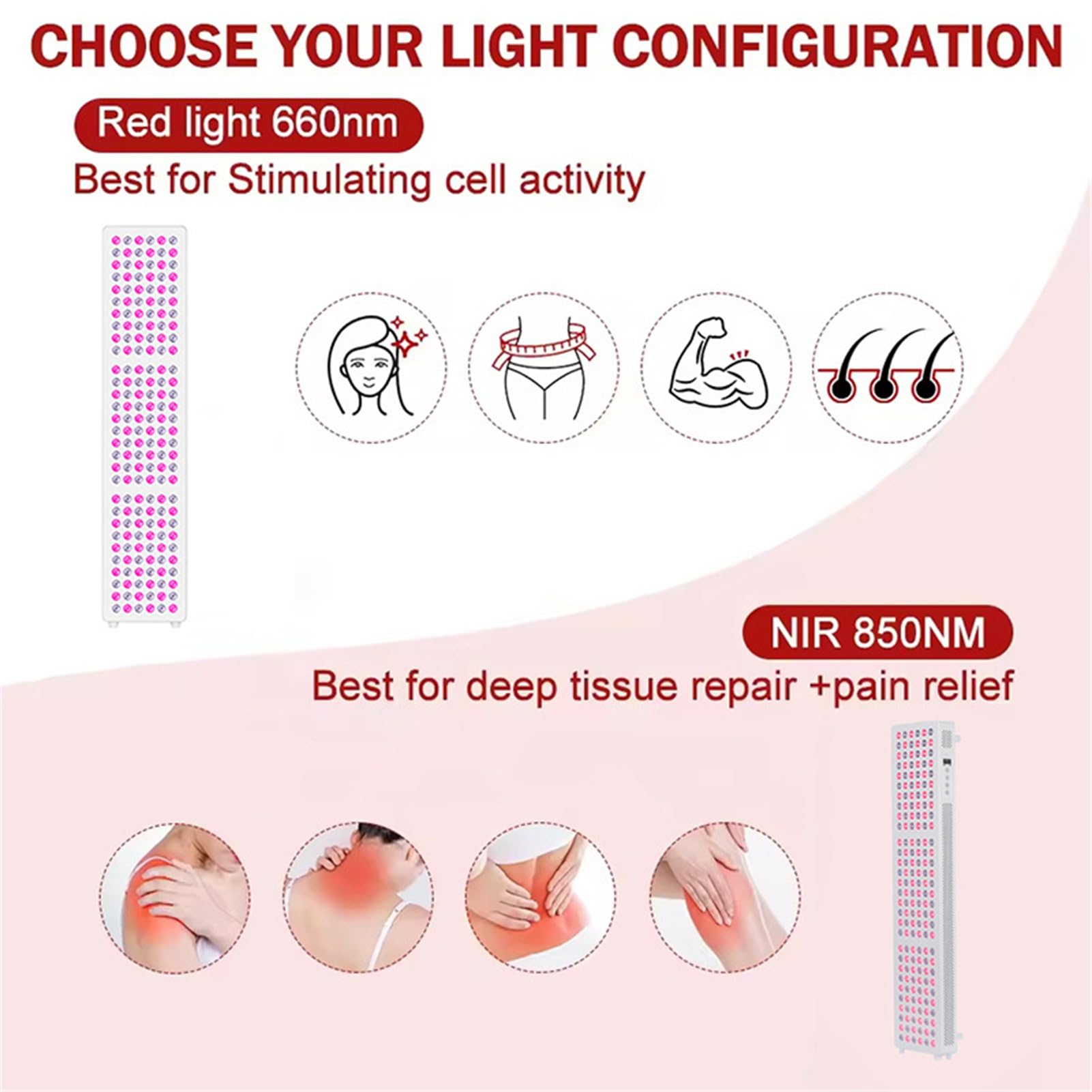 GOURIXIN Panel de Terapia de luz roja, Rojo Cerca de Infrarrojos 180 LED de Chips duales, Temporizador Incorporado, Grado clínico, para la Cara y el Cuerpo