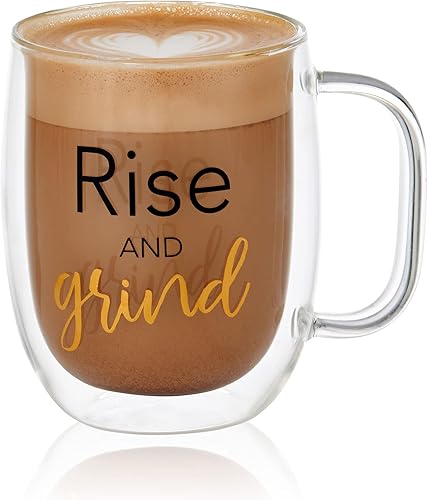 Miniatura 6 de Mikasa Rise Unwind - Taza de doble pared y copa de vino sin tallo, juego de 2, transparente