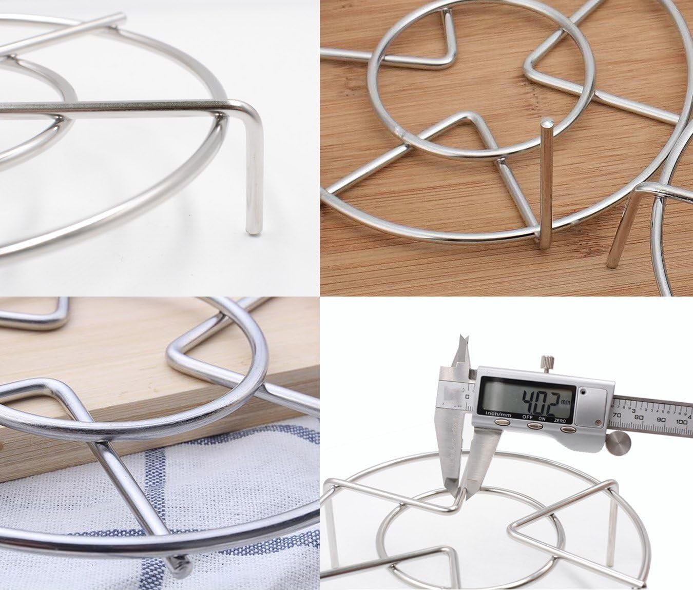 Steam Rack Trivet Stainless Steel Steaming Rack Electric Pressure Cooker steam Rack Stand Diameter 6" 3Pack - Image 3