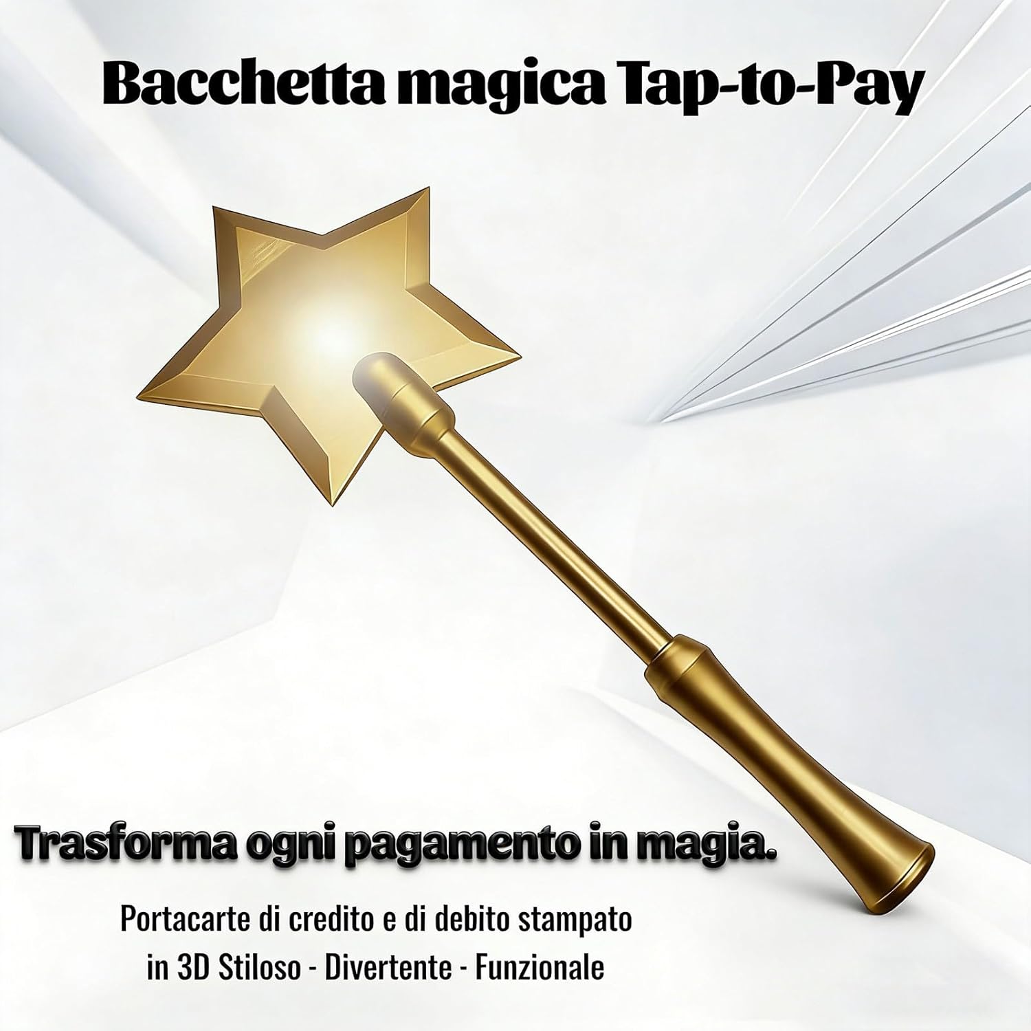 DITU 2026 Magic Wand Credit Card, 3D Printed Wand, Credit Card Wall for Rave, Jokes and Contactless Payments (Yellow)