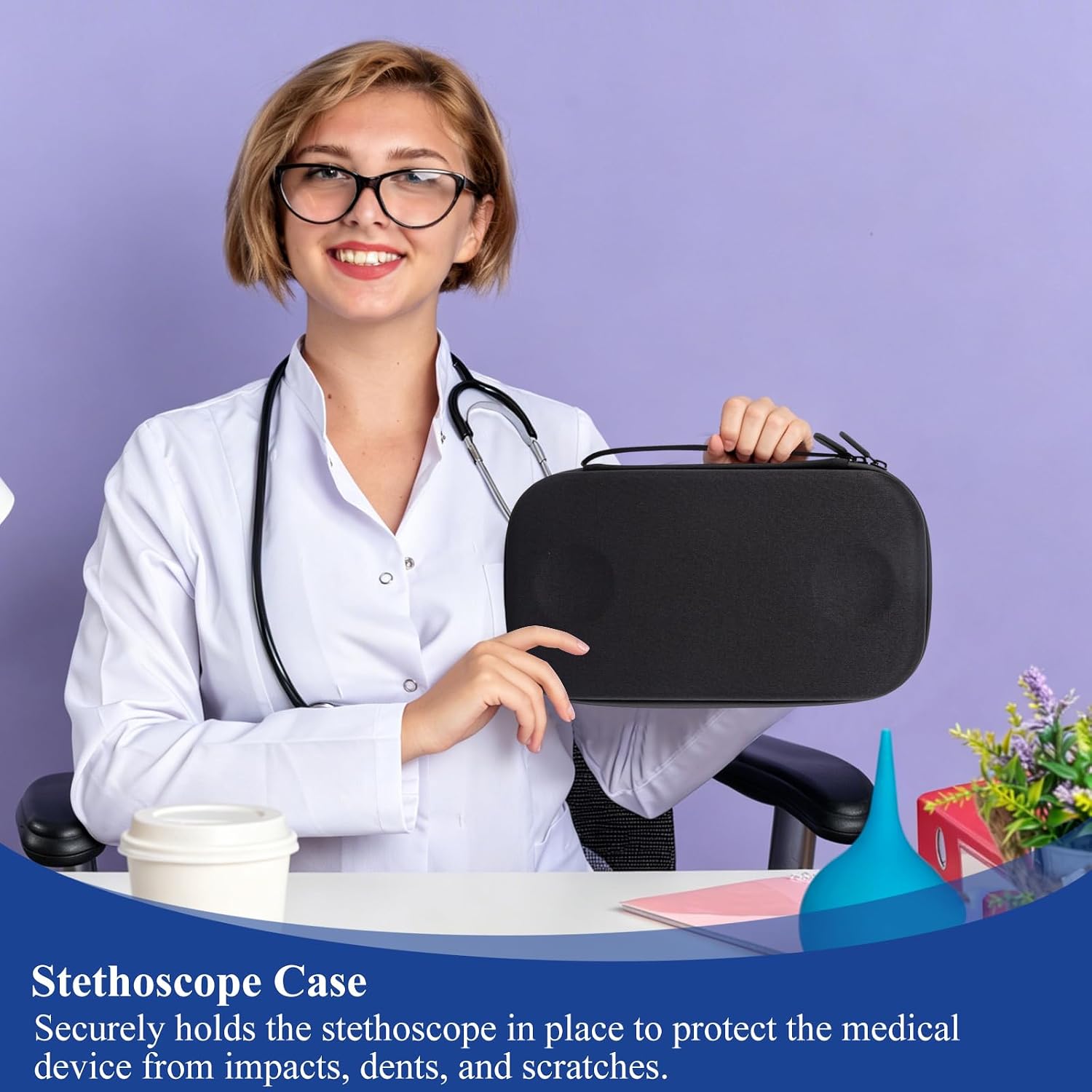 Stethoscope Case,for 3M Littmann Stethoscope Case,Stethoscope Bag,Medical Assistant Cardiology IV Estetoscopio Essentials,Estuche para Estetoscopio with Pocket,for Doctor & Nurse Accessorie (Black)