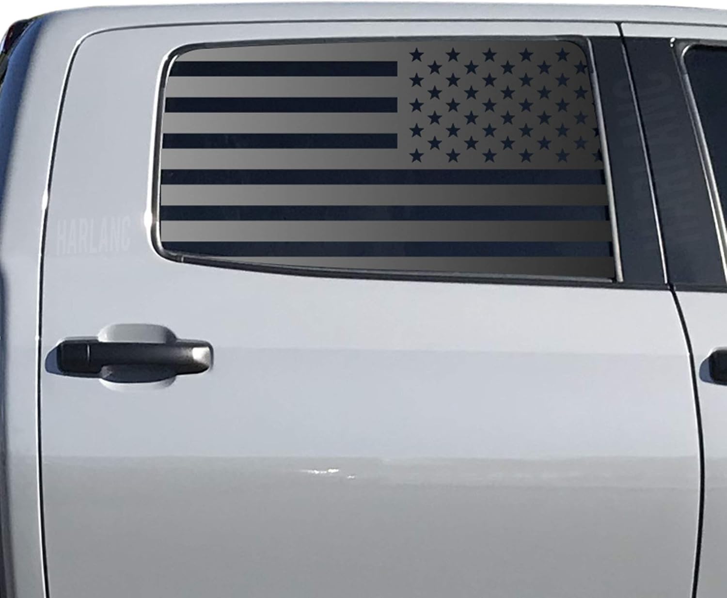 USA Flag Decals For 2014-2021 Toyota Tundra Crew Cab - Rear Door Windows - Custom Design QR1-TC3.A