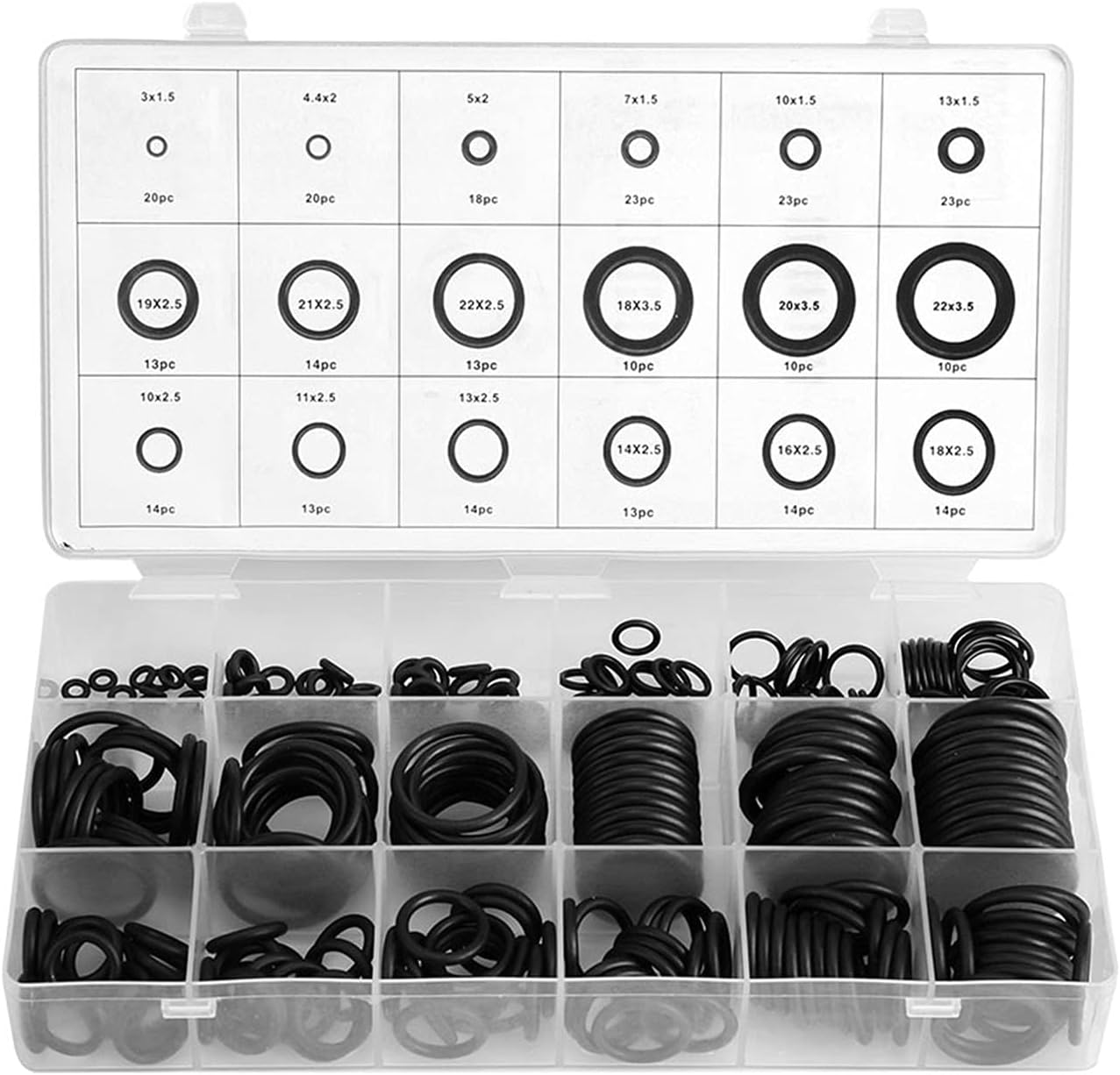 O Ring Kit, 279 Pcs Rubber O Ring Assortment Set, 18 Sizes Hydraulic Plumbing Gaskets Seal Kit for Pressure Washer, Plumbing Sealing Repair, Air or Gas Connections
