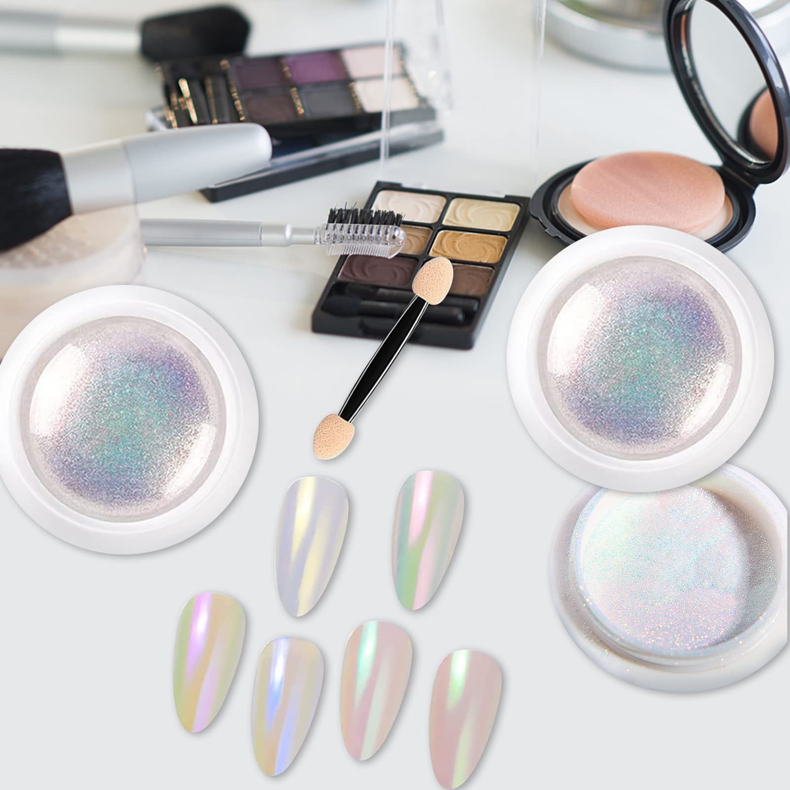 Chrom Glitzerpuder Pearl Chrome Nail Powder – 2 Stück Mit Spiegeleffekt | Für Nageldesign & Nail Art