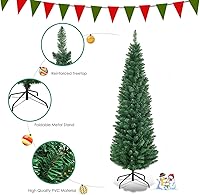 Vista 12 de BestComfort 5ft/6ft/7ft/8ft/9ft Artificial Pencil Christmas Tree, Unlit Hinged Slim Skinny Tree with 220/400/700/1000/1500 Branch Tips and Metal