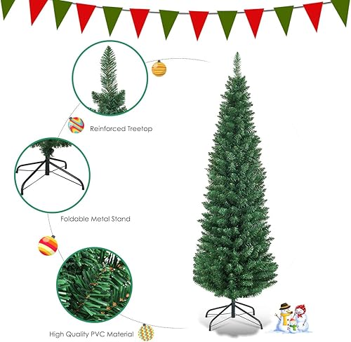 Miniatura 5 de BestComfort Árbol de Navidad artificial de 5, 6 pies, 7 pies, 8 pies, 9 pies, árbol delgado y delgado con bisagras sin luz con puntas de ramas de