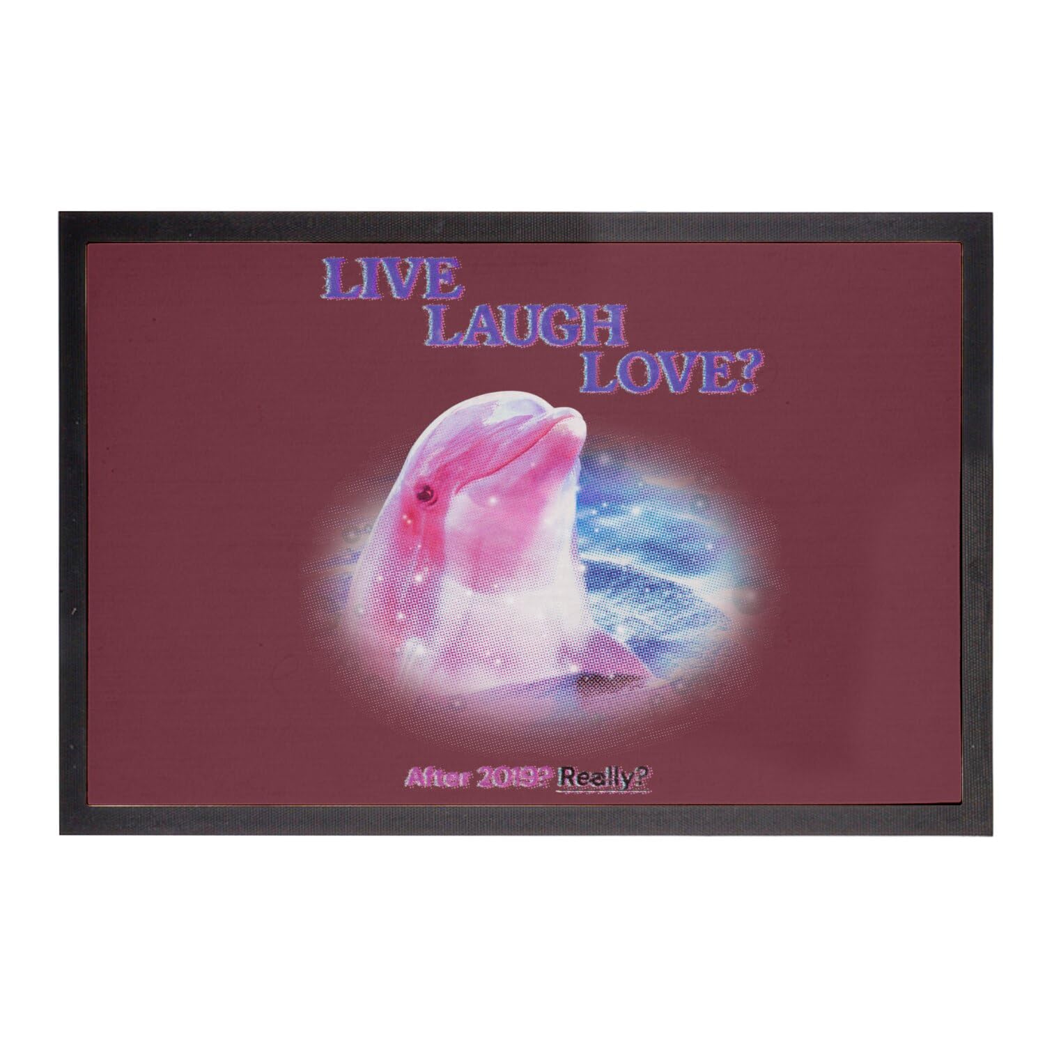 Paillasson rouge humour dauphin cadeau original Live Laugh Love vintage