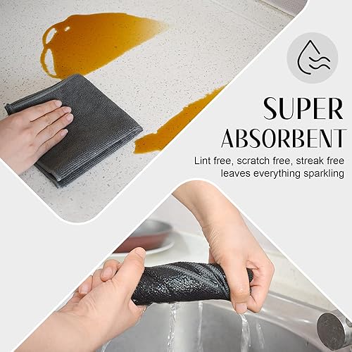 Miniatura 4 de Repasador Sinland Absorbent Microfiber Dish Cloth Kitchen Streak Free Cleaning Cloth Dish Rags Lens Cloths 12 pulgadas x 12 pulgadas Pack de 12