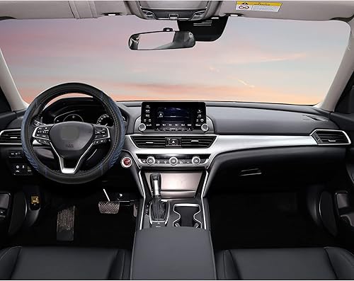 Miniatura 4 de West Llama Funda personalizada para volante de automóvil para Honda Accord CR-V HR-V Pilot Civic (acolchado con diamante-negro+azul), tamaño estándar