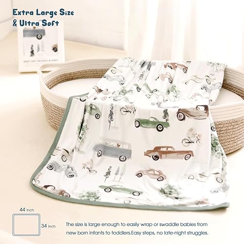Miniatura 10 de GRSSDER Mantas de bebé súper suaves y elásticas de punto de jersey para bebé, manta reversible de doble capa de 34 x 44 pulgadas, extra grande para