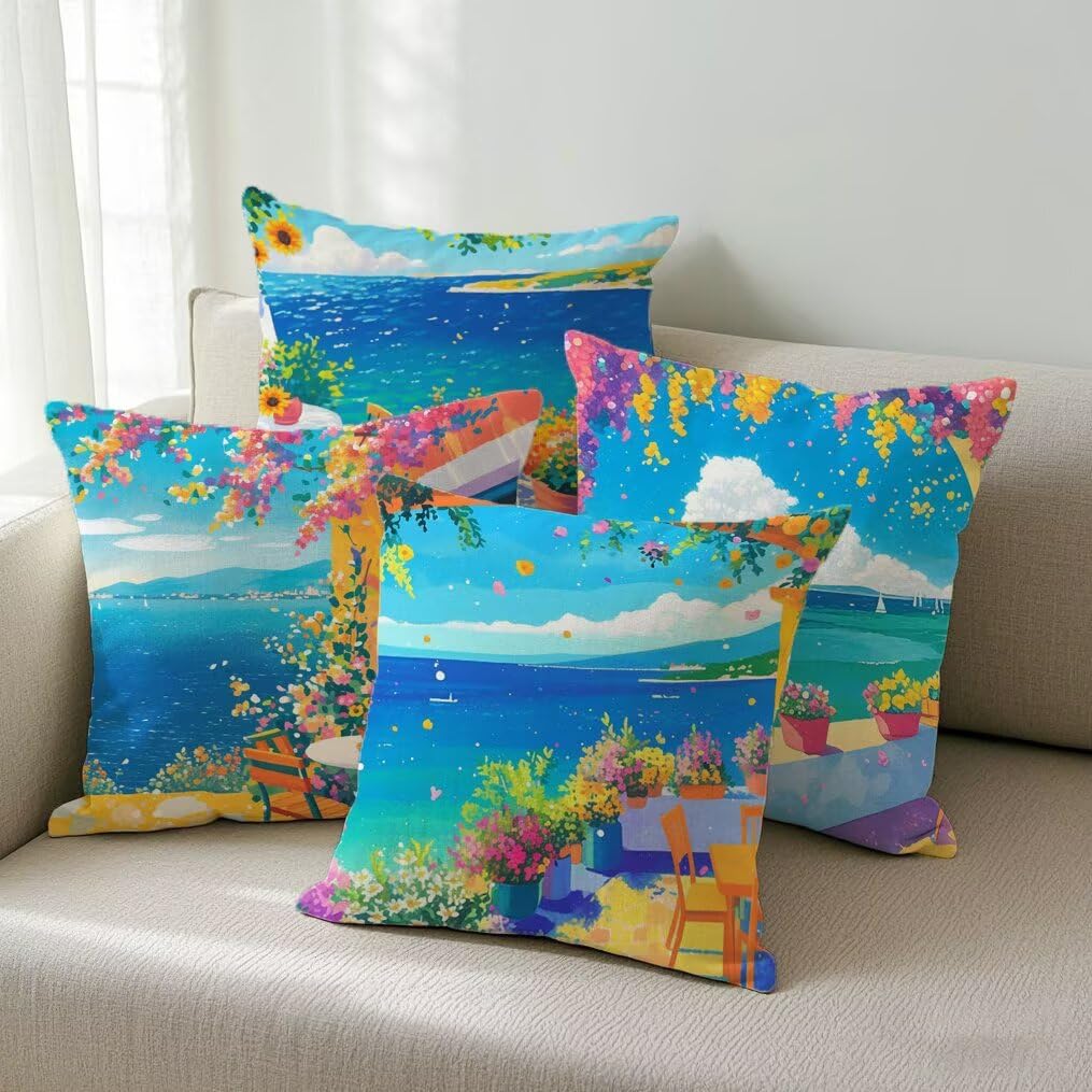 Housse de canapé été tournesol pour décoration de maison et salon chaleureux lot de 4