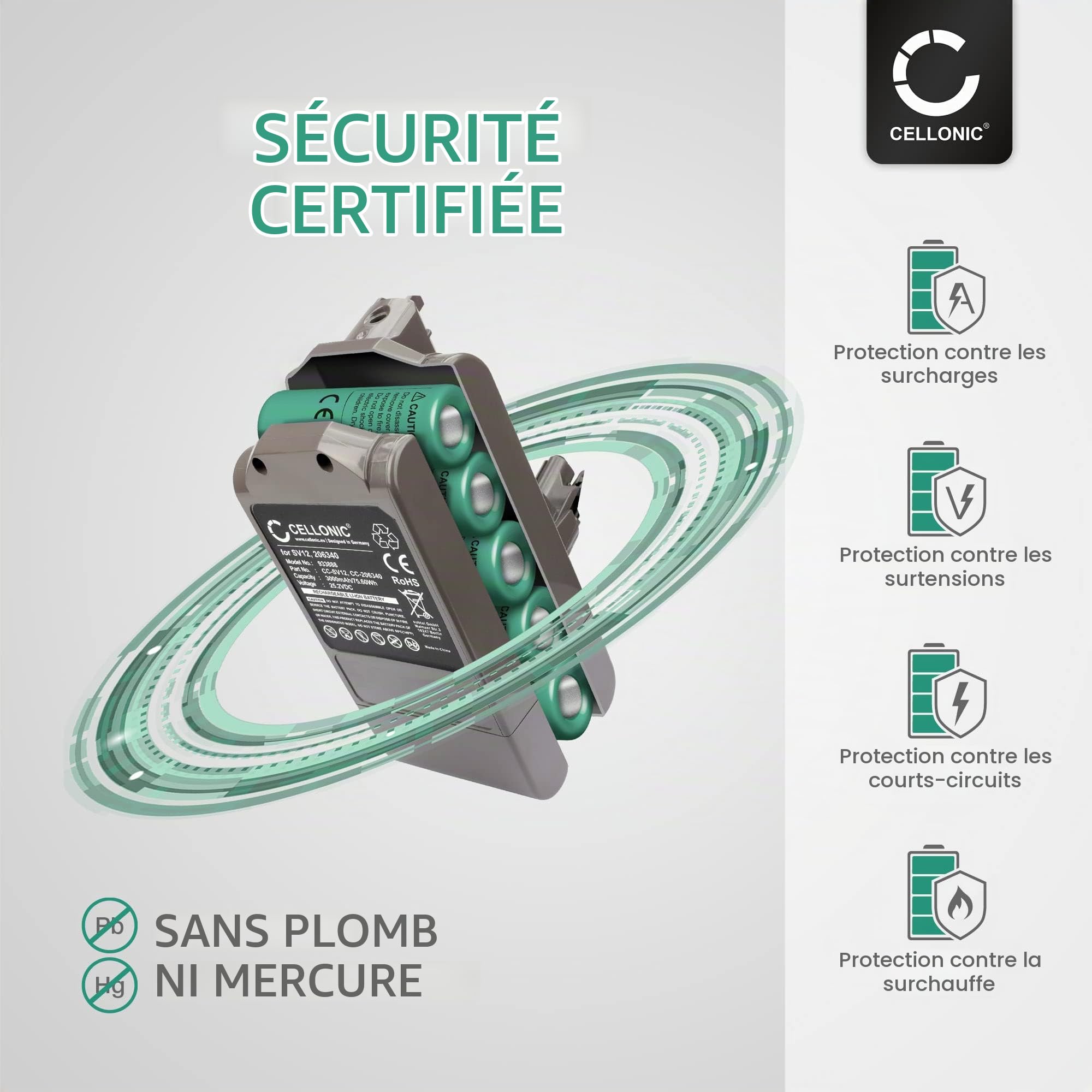 CELLONIC 1x Batterie Compatible avec Dyson Cyclone V10, Absolute, Pro