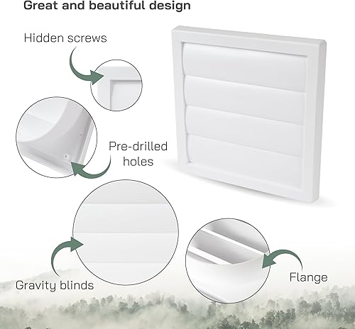 Miniatura 10 de Vent Systems Cubierta de ventilación de escape negra de 6 pulgadas - Capucha de ventilación de secadora - Cubierta de ventilación de conducto de