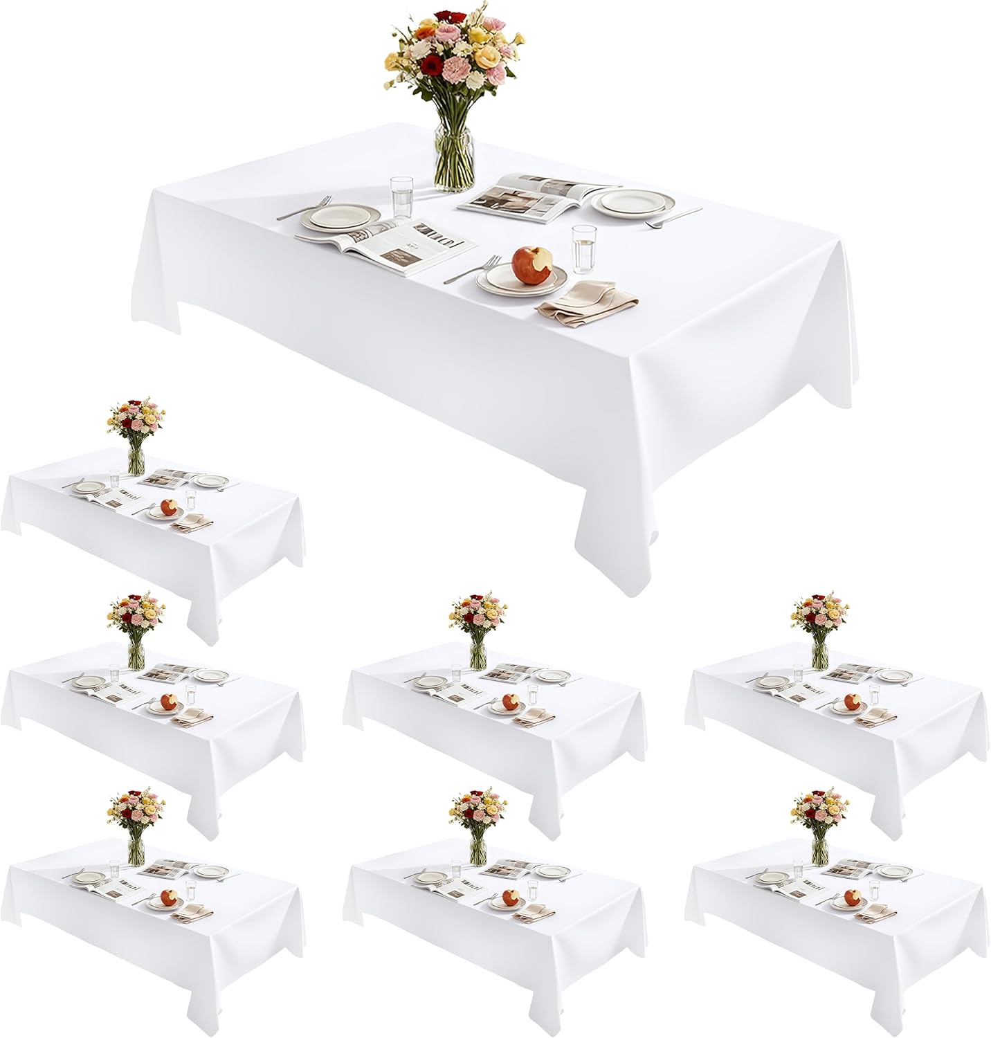 4 Pack 8FT Rectangular Spandex Tablecloth,Wrinkle Resistant Fitted Cover for 96x30 inch Banquet Table Cloth, Washable Stretch Fabric for Party, Events, Wedding, Vendor - Black