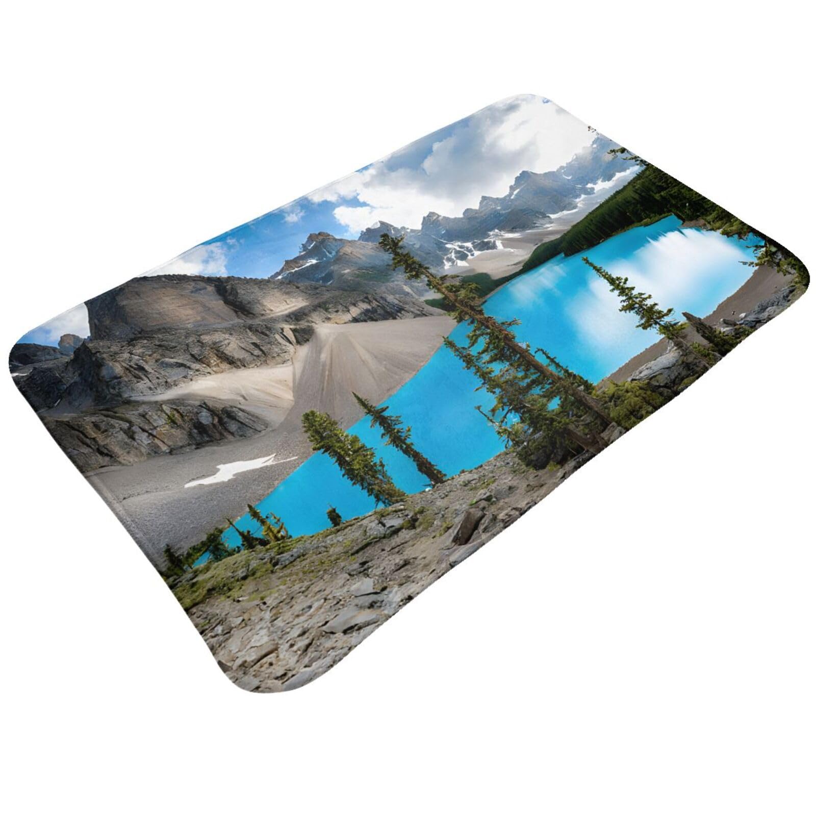 Rocky Mountains Print Living Room Bathroom Kitchen Anti Slip and Absorbent Carpet, Indoor Entrance Door Muddy Floor Mat, Ultra Soft Washable Carpet 21x31.5 Inches
