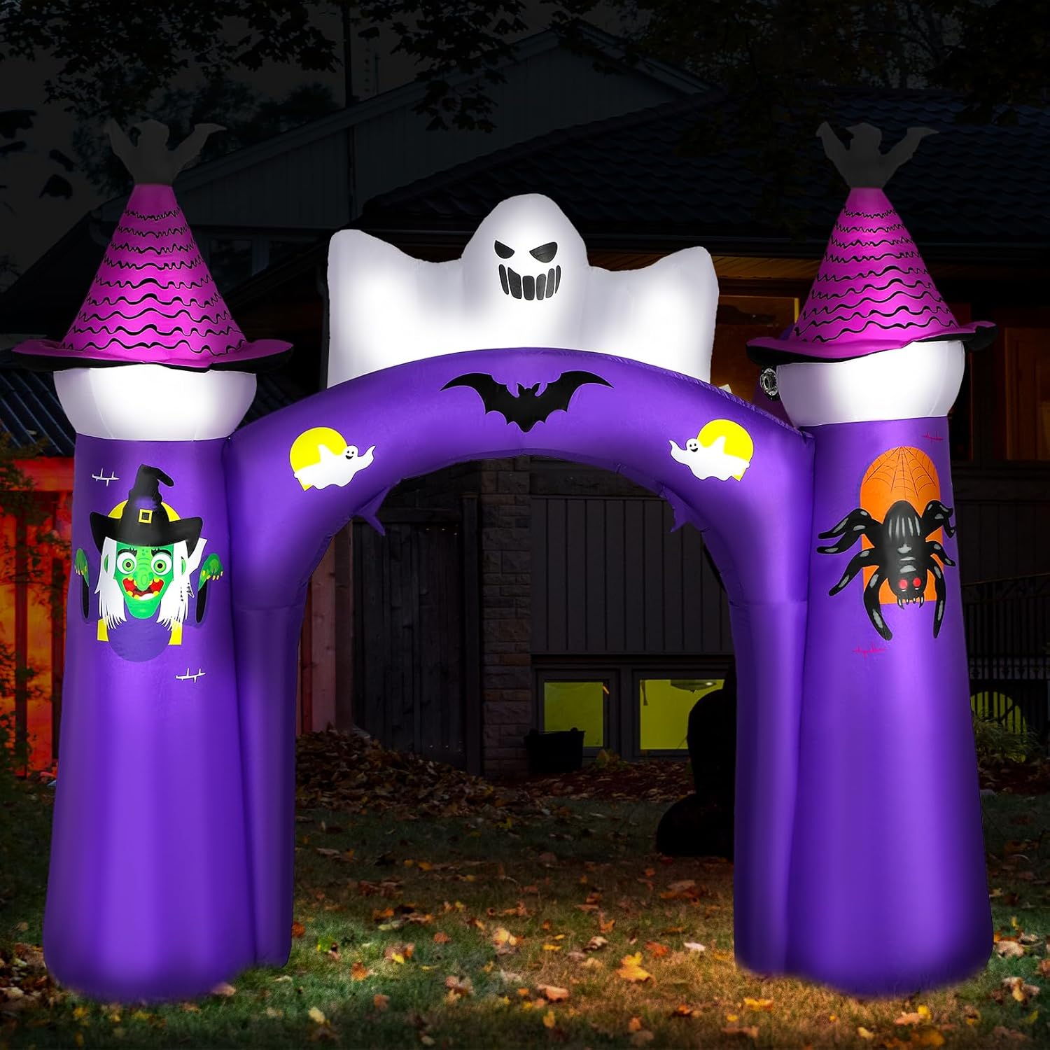 Lenwen 10 ft Halloween Inflatables Archway with Build in