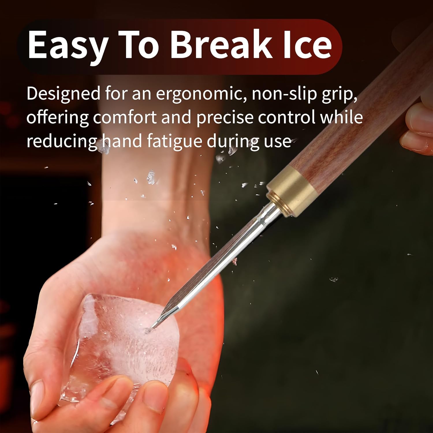 2 Sizes Stainless Steel Ice Picks with Safety Cover, Non-Slip Wooden Handle Ice Breaker Tool for Kitchen, Bars, Bartender, Camping, Restaurant, Tea Knife