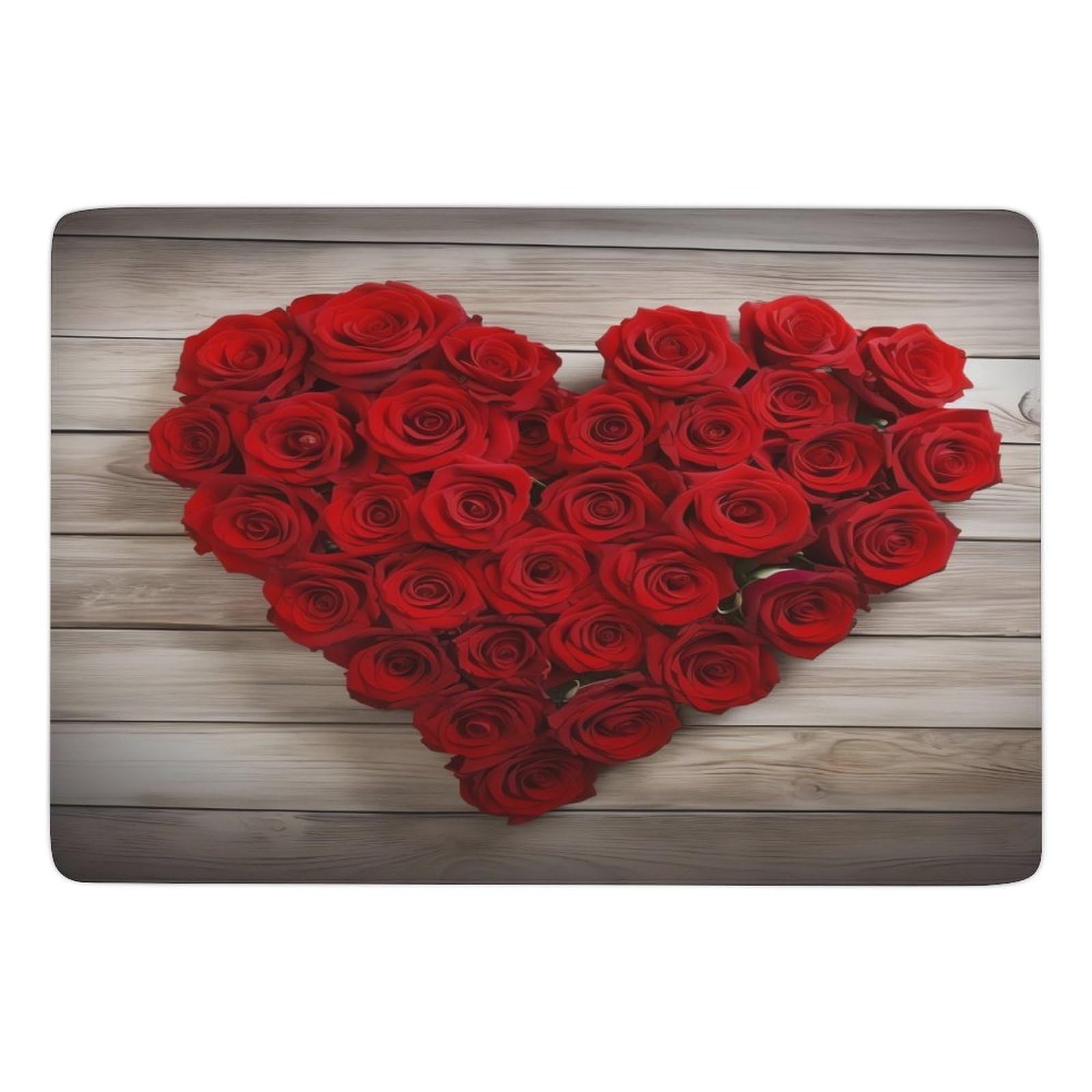 Tapis de sol en velours corail imprimé roses rouges pour salon et chambre