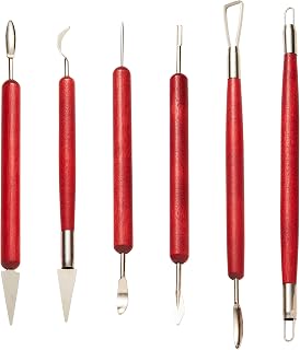 6 Pcs Clay Sculpting Tools for Air Dry & Polymer Clay, 6pc Pottery Tools | Set for Modeling Clay, Ceramics & Wax Carving, Stainless Steel Double Ended Kit for Sculpting, Shaping & Pottery Art
