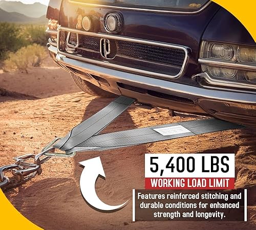 Miniatura 2 de Mytee Products Correas de remolque en V de 3 x 24 pulgadas con mango largo de 15 pulgadas, carga de trabajo de 5400 libras  Correa en V de