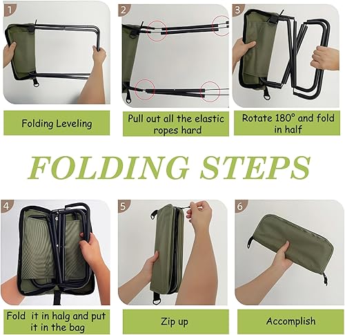Miniatura 6 de Taburete de campamento, taburete plegable portátil, sillas de bolsillo para adultos con bolsa de transporte, mini silla plegable, carga de peso de