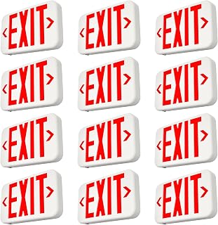 FREELICHT 12 Pack Red Double-Sided LED Exit Sign with Battery Backup, Exit Sign for Business,Easy to Install, UL Certified, AC 120/277V