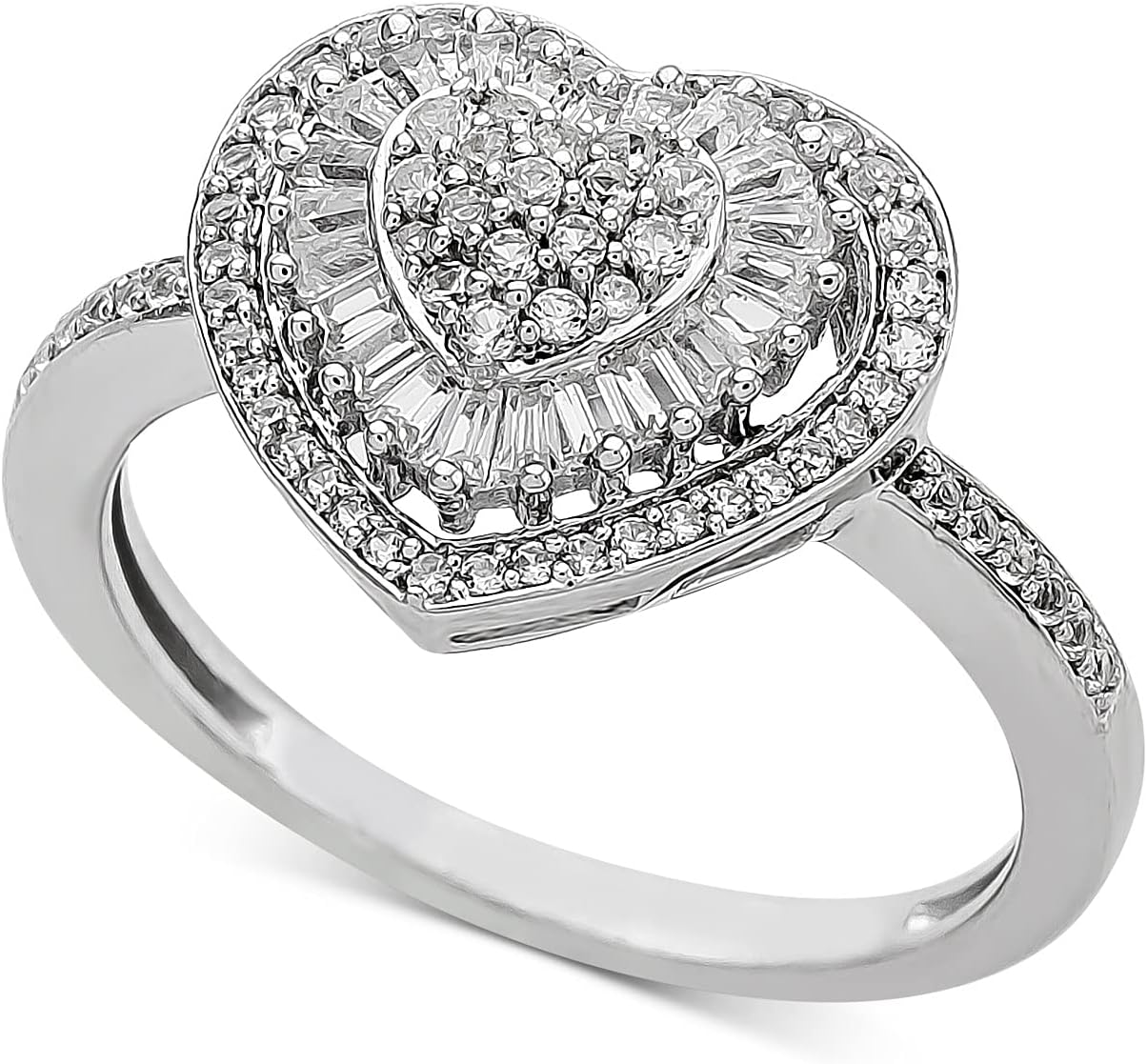 V Touch Round Cut D/VVS1 Diamond Engagement Heart Cluster Wedding Ring For Women's 14k Gold Plated 925 Sterling Silver