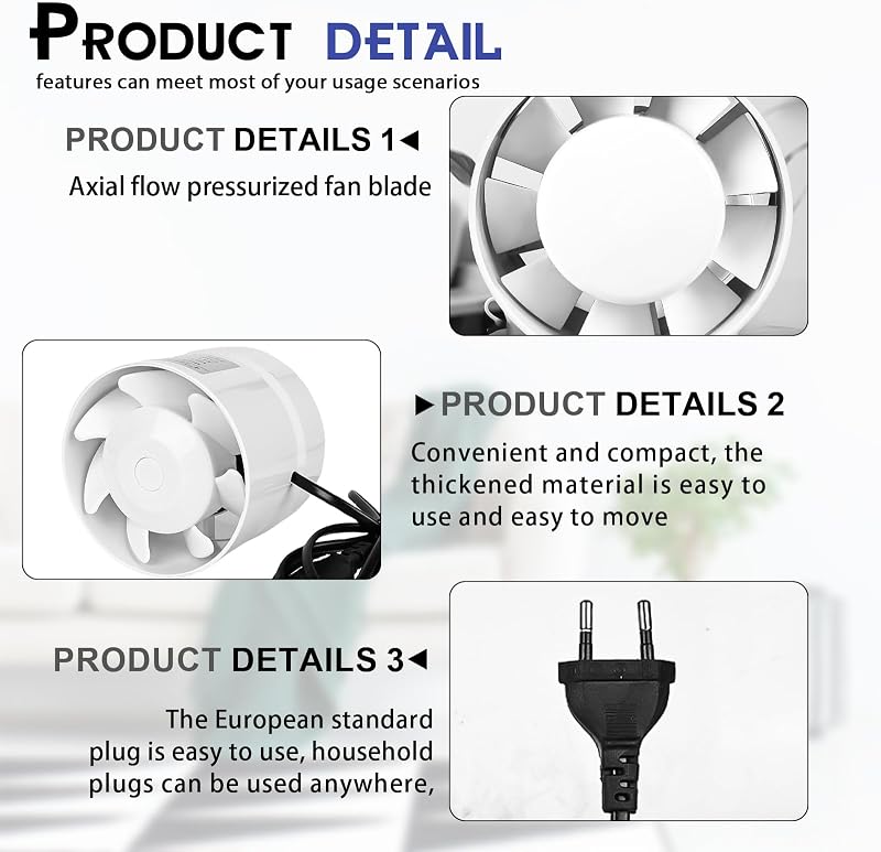 WIYETY 100mm Füstelvezető Ventilátor 130 m³/h Visszacsapó Szeleppel