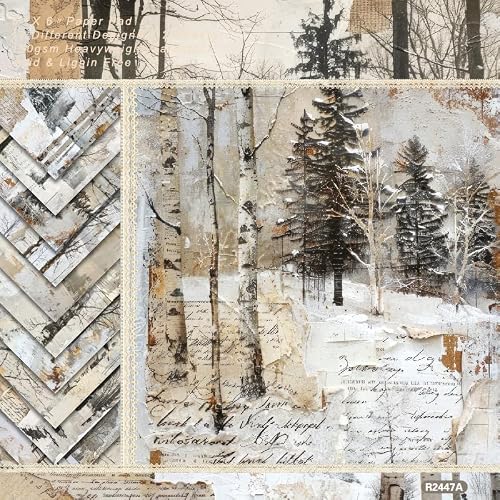 DESEACO Scrapbook Paper Pad, 6x6 Inch, Single-Sided Decorative Craft Paper, 24 Sheets for Scrapbooking, Cardmaking & DIY Crafts - Winter Gray