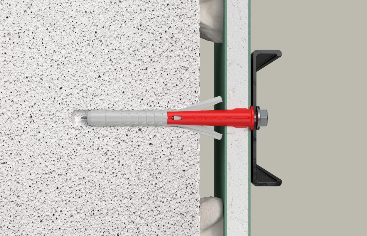 fischer 10 x 100mm Heavy Duty Dot & Dab Wall Fixings - Plasterboard Over Blockwork Wall Plugs & Screws. TV Brackets, Radiators, Heavy Shelves & Kitchen Cabinets - Box of 50