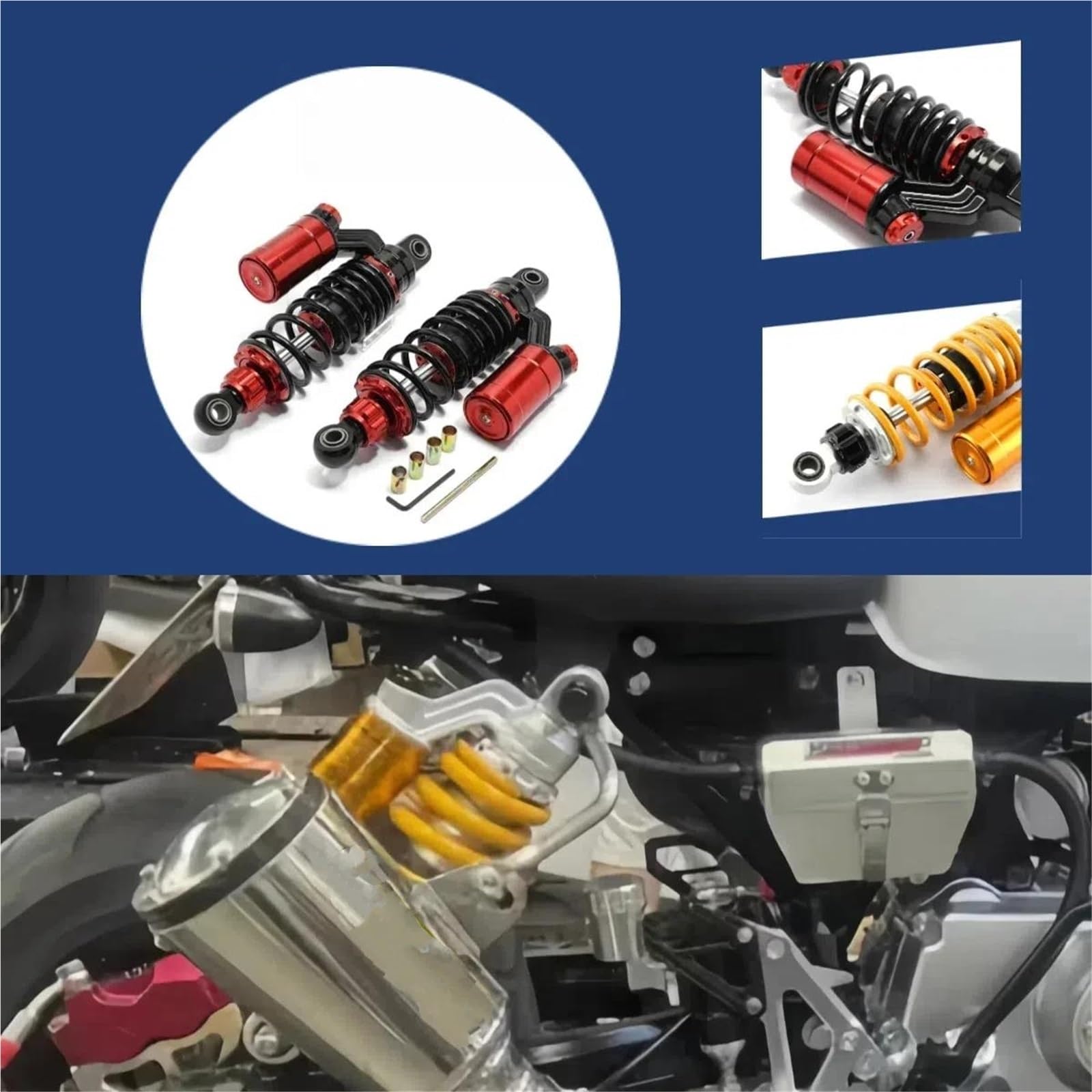 Amortiguadores Amortiguador Trasero Universal Para Motocicleta Amortiguadores Oleoneumáticos Ajustables De 265 Mm(Rojo)