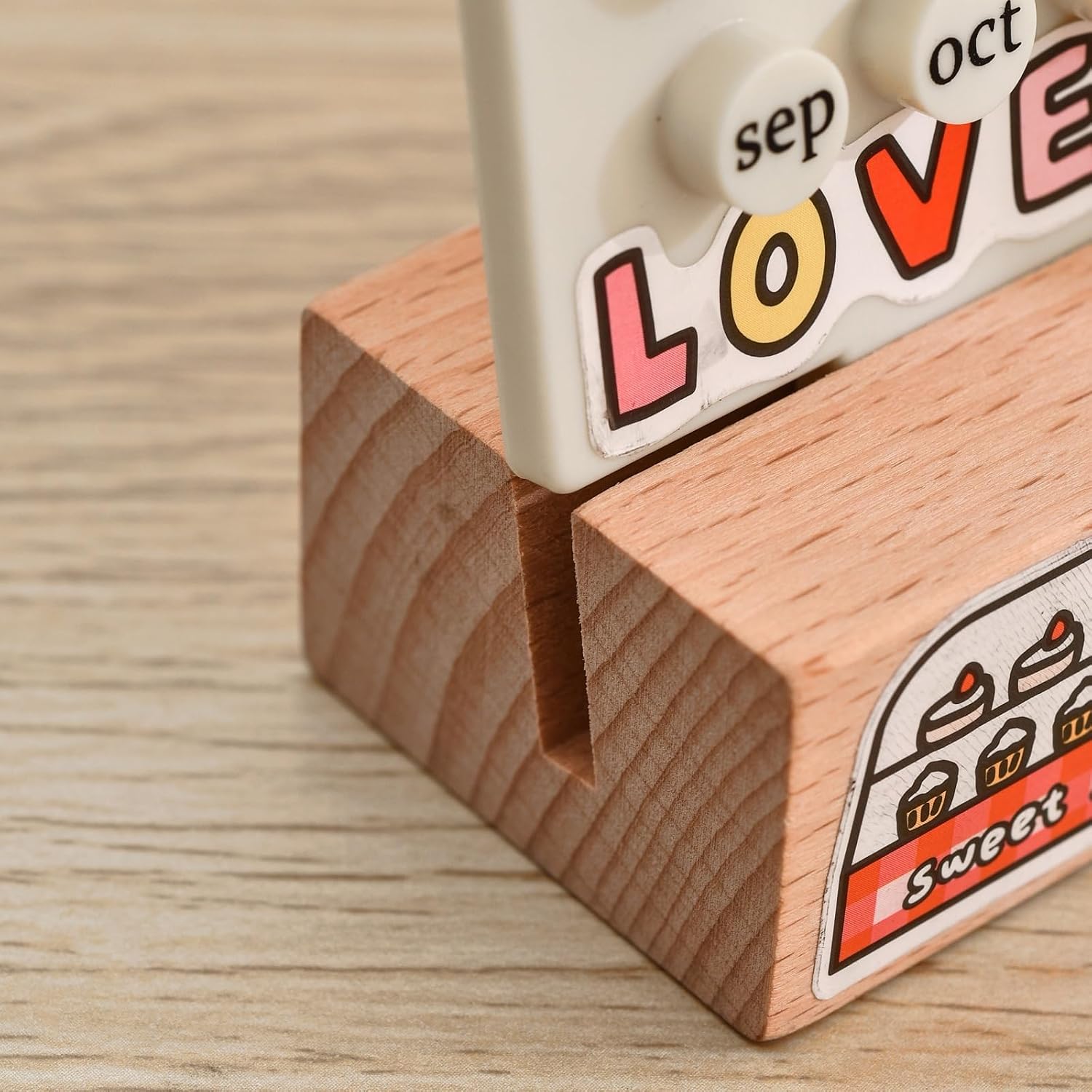 Wooden Desk Calendar Perpetual Calendar Retro Home Unique Gifts,Month Date Display, Desk Decorations for Office, Desk Accessories Aesthetic, Cute Desk Decor(Creamy white) image 5