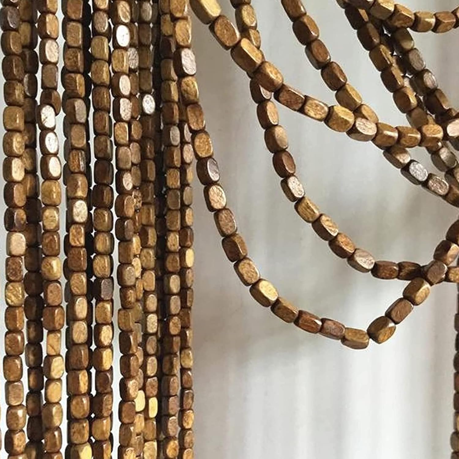 Hanging Decor Doorway Room Divider Door Curtain,Natural Bamboo Wood Beaded Curtain,String Bead Curtain Fly Screen Doors Cutain for Bedroom Living Room Kitchen Hallway Entrance (80 strands-80x200cm)