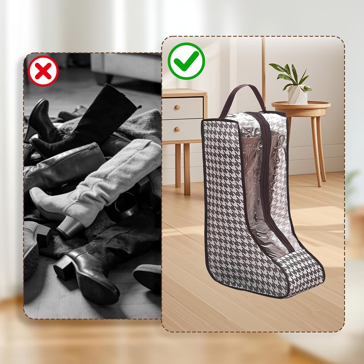 4 Pack Boot Bags for Cowboy Boots Storage Organizer Tall Style, Portable Travel Shoe Bags Protector Box Organizer with Handle for Cowboy Shoes, Dustproof Tote for Packing Travel and Daily Use