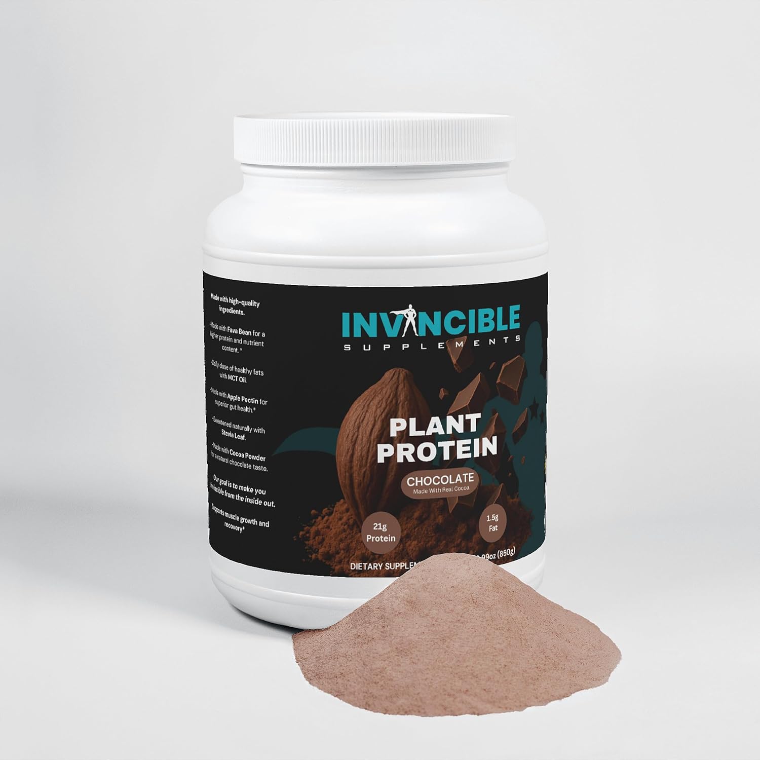 100% Plant Protein Powder Chocolate | 21g Vegan Protein, Made with Cocoa, Dairy-Free, Gluten-Free, Muscle Recovery & Weight Management Supplement, Tendra® Fava Bean Protein